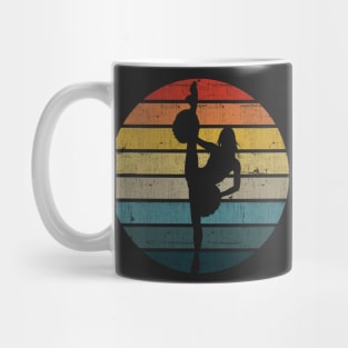 Cheerleader Silhouette On A Distressed Retro Sunset print Mug